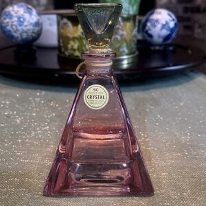 Lead Crystal Amethyst Pyramid Shaped Perfume Bottle~Made In Italy~Vintage